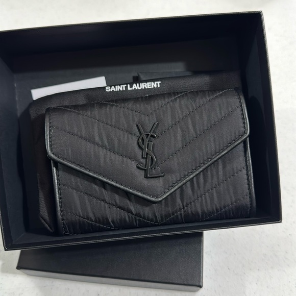 Yves Saint Laurent Handbags - YSL Cassandra Nylon Small Envelope Wallet Quilted Black with Box and Dust Bag